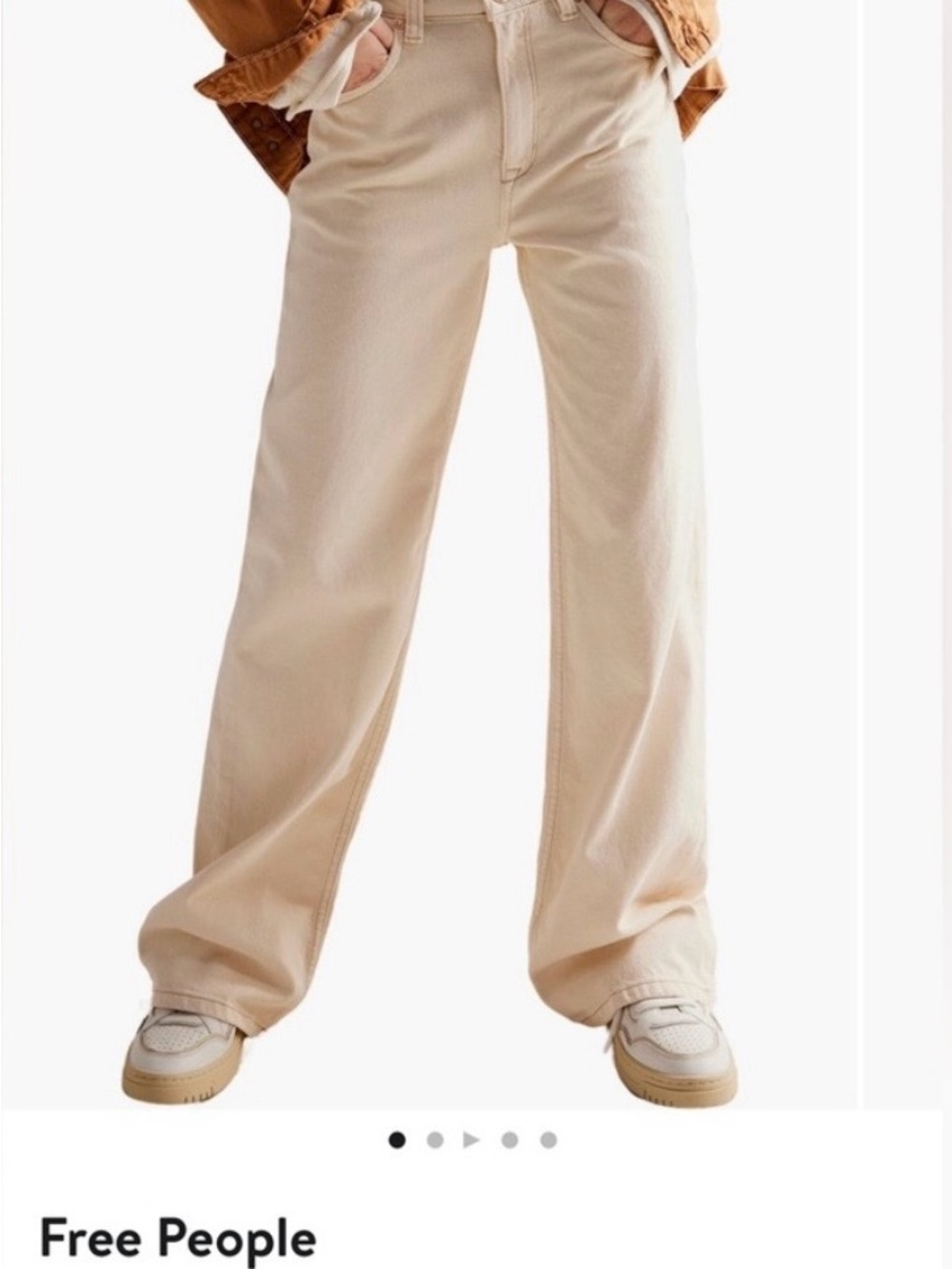 Free People Wide Leg Cream Jeans